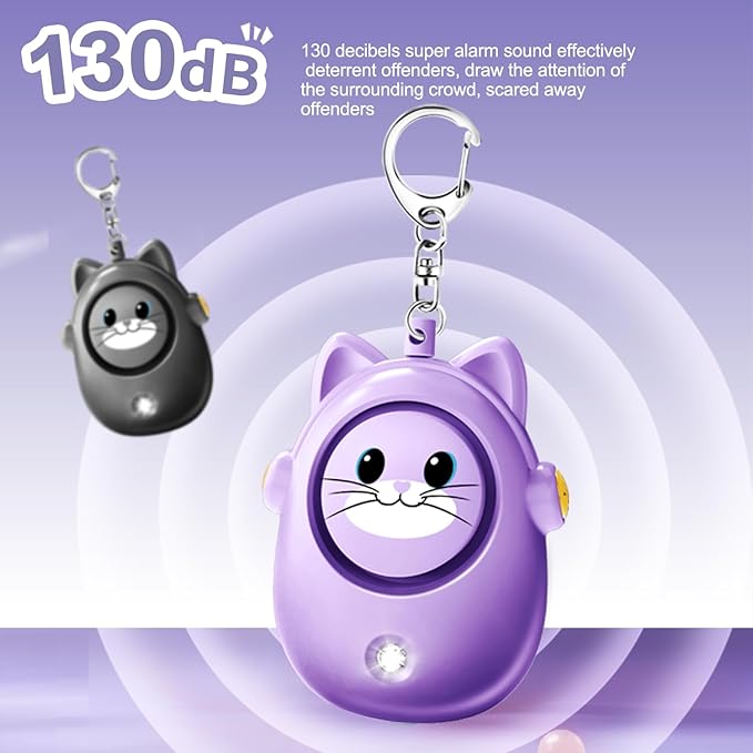 Personal Alarm Keychain for Women with LED Light, Safe Sound 130dB Loud Siren, Cute Emergency Self-Defense Safety Alarm , Security Siren for Children,