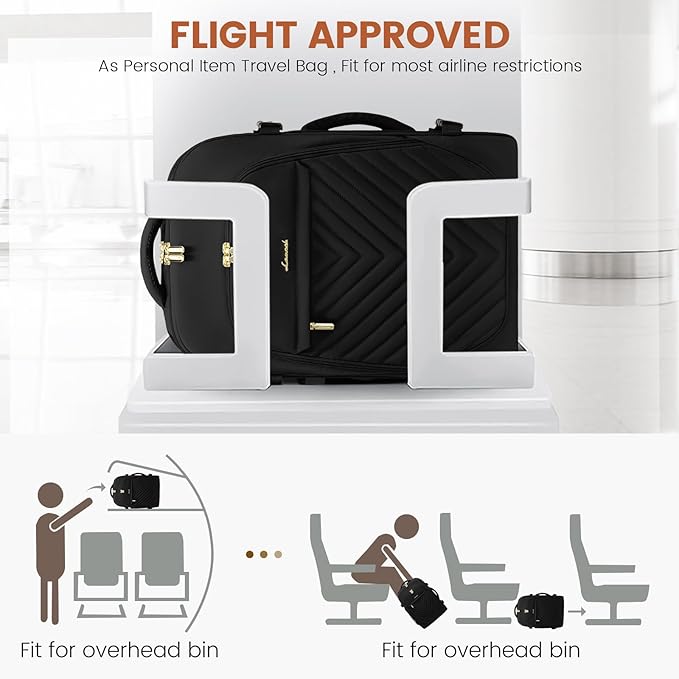 LOVEVOOK 40L Travel Backpack for Women & Men, Carry on Backpack for Airplanes, TSA Personal Item Travel Bag fits 17" Laptop, Waterproof Travel Essentials Flight Approved with 2 Packing Cubes, Black