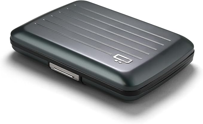 ÖGON -DESIGNS- Aluminum card holder with metal lock, RFID protection against fraud and demagnetization, compact wallet, Smart Case OSLO model