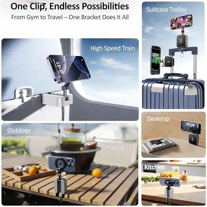 Mizi 3-in-1 Magnetic Phone Holder [20x N52] Strong Magnets, Portable Mount for Golf Carts, Garage, Gym, Travel, Kitchen, Office, Outdoor, Car - Black