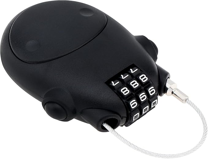 Combination Cable Lock, Cable Luggage Locks with 30 inch Retractable Steel Cable, Travel Lock Combo Mini Lock for Suitcase Stroller Bike (2, Black)