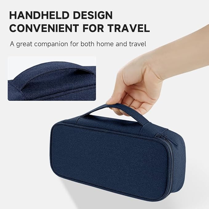 Teskyer Tech Organizer Pouch – Portable Waterproof Electronics Bag with Compartments for Cables, Chargers, Earbuds & Phone (Navy Blue)