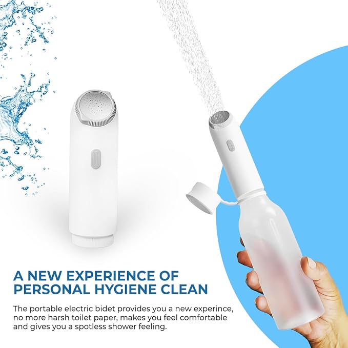 GenieBidet Portable Bidet Rechargeable - Handheld Toilet Bidet Sprayer- Men,On-The-Go Cleaning - Electric Sprayer Toilet for Women and Men Personal Hygiene Cleaning/ Postpartum Care