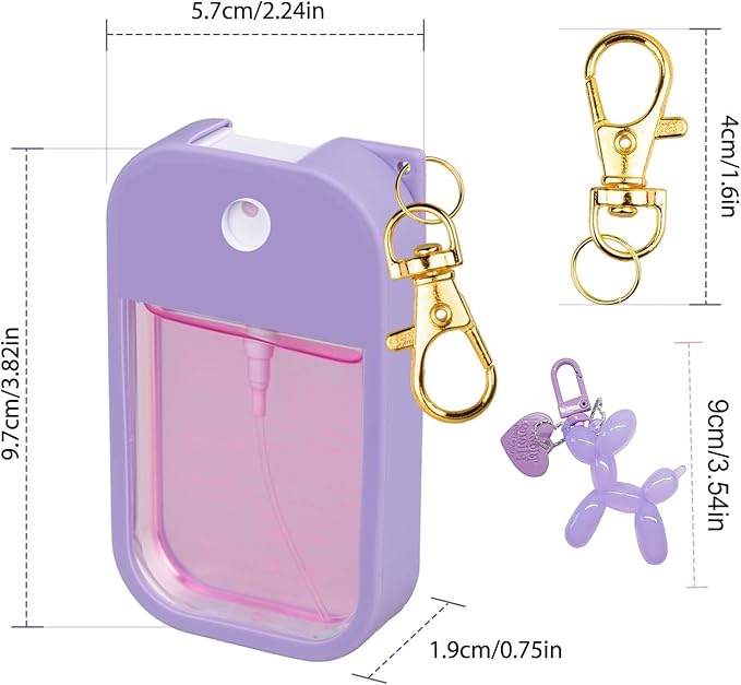 Hand Sanitizer Spray Case for Touchland,Silicone Touchland Case Keychain Hand Sanitizer Spray Holder Compatible with Touchland Power Mist and Glow Mist 1 FL Oz/30ml-Purple