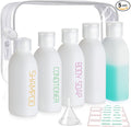 Cosywell 5 Pack 3.4oz Travel Bottles for Toiletries Pre-Printed Shampoo Conditioner & Body Soap Soft Touch HDPE Travel Size Containers TSA Approved Leak Proof Squeezable Toiletry Bottle(White)