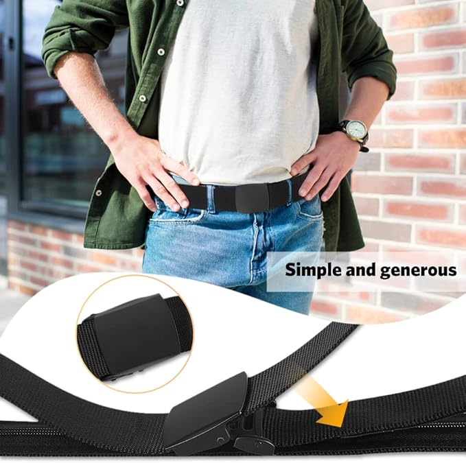 AGPTEK Travel Money Belt, Hidden Money Pouch, Anti-Theft Security Waist Wallet, Secret Compartment Money Hideaway for Business Trip Jogging Outdoor Working, Gift for Fathers Dad Men Boyfriend, Black