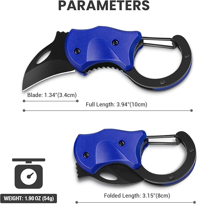 FUNBRO Small Pocket Knife for Men, Cool Folding Knife Box Cutter with 1.34 inch Sharp Blade, EDC Knives Tool for Everyday Carry, Great Gift for Men (Klein Blue)