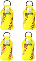 4 Piece Hand Sanitizer Bottle Holder Keyring-Ranxizy Neoprene Keychain for 30ML Gym Shampoo Lotion Soap Perfume and Liquids Travel Containers,Yellow Baseball
