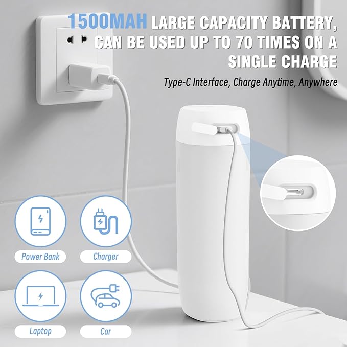Portable Bidet, 150ml Tank, Peri Bottle for Women with 3 Pressure Modes, 1500mAh Rechargeable Battery for Travel and Postpartum Use, Small and Portable Powerful Travel Bidet