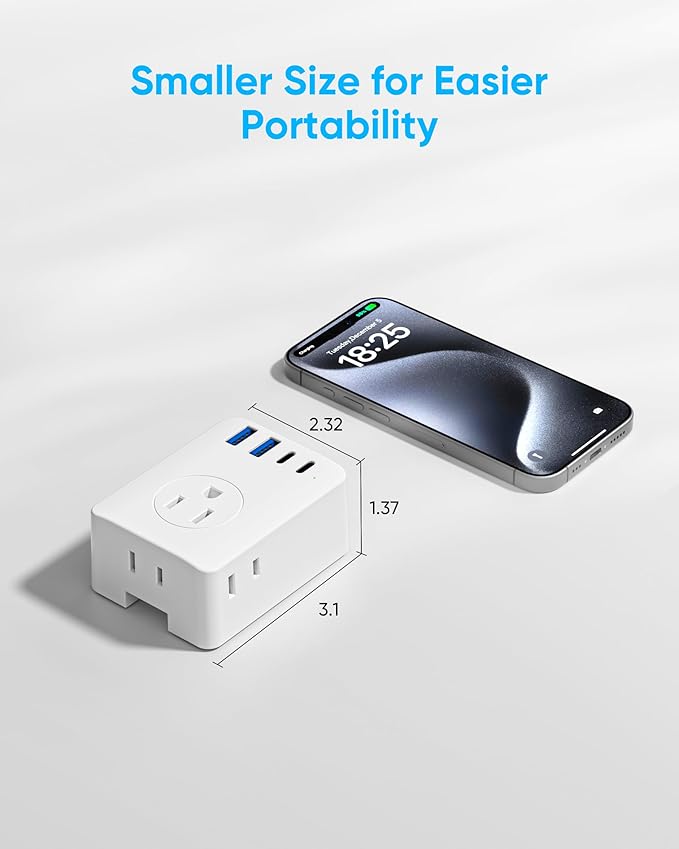 Kakyanill European Travel Plug Adapter, Detachable Adapter Type C/G/E/F Plug, 4 AC Outlets, 4 USB Ports (2 USB C), EU UK Germay France Greece Travel Plug Adapter