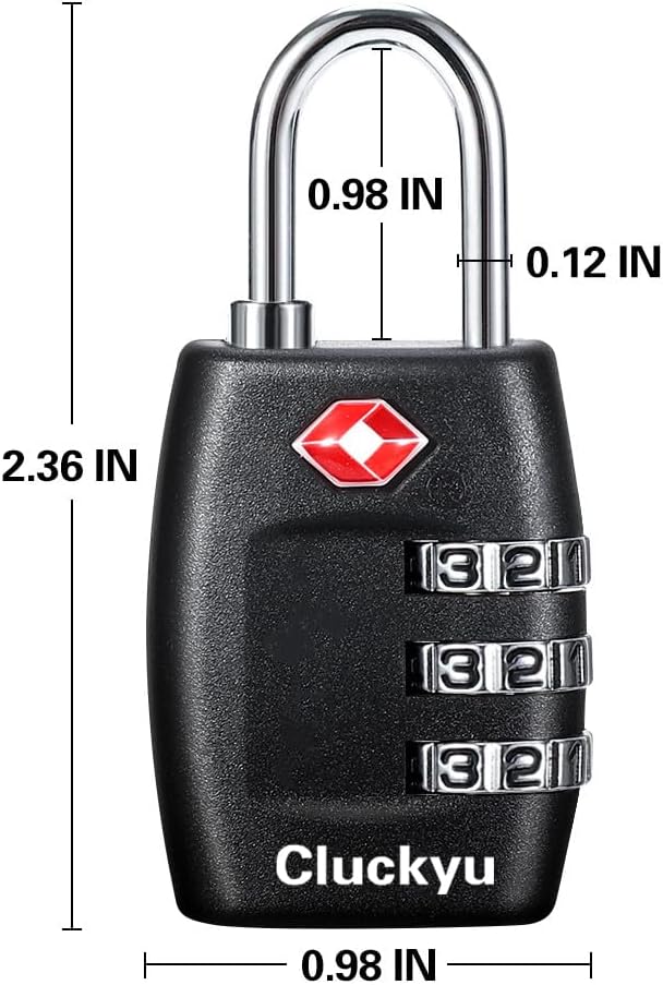 TSA Luggage Locks (4Pack) - 3 Digit Combination Padlocks - Approved Travel Lock for Suitcases & Baggage (Black)