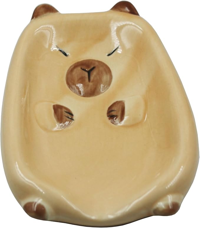 Ceramic Soap Dish, Capybara Shape Soap Holder, Sponge Holder, for Shower,Bathroom,Kitchen Sink Organizer
