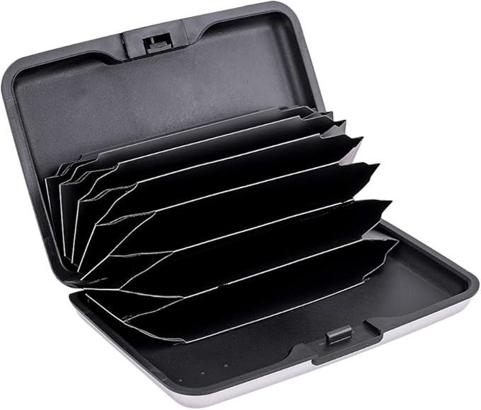 ELFISH RFID Blocking Credit Card Protector Aluminum ID Case Hard Shell Business Card Holders Metal Wallet for Men or Women (silver)