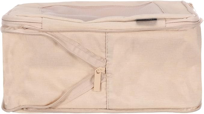 HARFINGTON Compression Packing Cube for Suitcases 26x23x13cm Lightweight Luggage Organizers Bag Travel Essentials Compression Bags for Carry on Suitcases, Beige