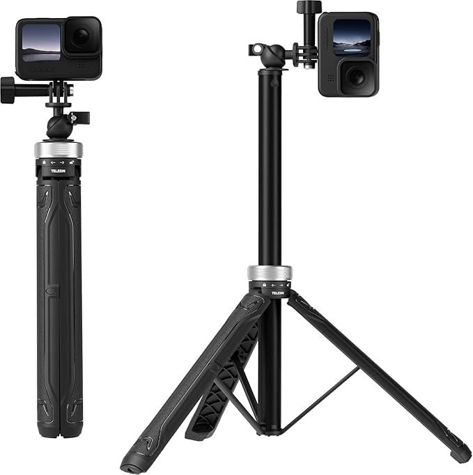 TELESIN 59in Long Selfie Stick Tripod for GoPro,360 Ball Joint Extension Pole Monopod Handle Grip for GoPro Max Hero 13 12 11 Insta360 X5 X4 Ace Pro DJI OSMO Namo 360 Action 6 5 Pro 4 Pocket 4 3 Xtra