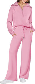 ANRABESS Women 2 Piece Outfits 2025 Fall Fashion Airport Wide Leg Pants Lounge Set Leisure Travel Vacation Clothes Sweatsuits