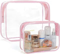 BAGSMART Clear Toiletry Bag, TSA Approved Travel Toiletry Bag Carry On Travel Accessories Bag Airport Airline Quart Size Bags water-resistant Makeup Bag for Women