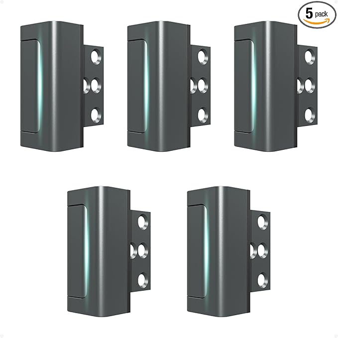 Greatalent 5Pack Home Security Door Reinforcement Lock Childproof, Door Lock for Kid Safety, Door Latch Stopper for Front Door Inside Top of Door, Aluminum Construction Finish