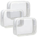 F-color TSA Approved Toiletry Bag 3 Pack Medium - Clear Makeup Bag Travel Quart Size for Women Men, Clear Cosmetic Bag Airport Airline Compliant Carry on Bag, Active White Matte