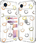 Compatible with iPhone 17 Air Case Card Holder for Women Cute Design,Wallet Phone Cases Transparent Cool Kawaii Protective (Clear Smiley Face)