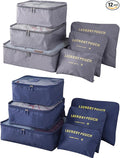 12 Set Travel Packing Cubes Luggage Packing Bags Reusable Lightweight Suitcase Organizer Cubes Set for Travel Accessories (Deep Blue+Grey)