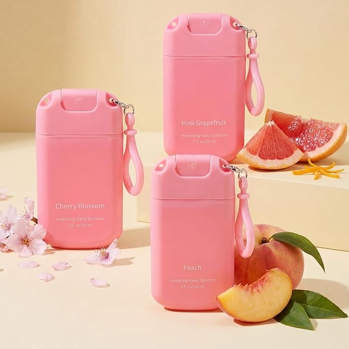3 Pcs Power Mist Hydrating Hand Sanitizer Spray Bulk with Keychain Travel Size Hand Sanitizer Pocket 1 Fl. oz Spray Bottle for Women Daily Use Family Friends Teacher Employee Appreciation Gifts