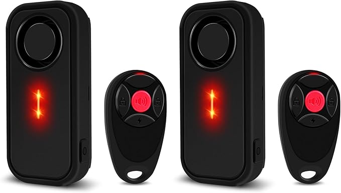 USUPERINK Car Alarm System, 113dB Fake Car Alarm, Motion Alarms for Cars Vehicle Security Alert Automotive Vibration Warning Interior Safety Red LED Light IP66 Waterproof, 2Pcs