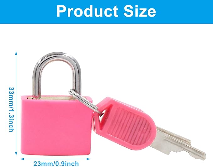 Waziaqoc 10 Pcs Luggage Locks with Keys, Small Suitcase Padlock, Mini Metal Padlock for Travel Bags, School Gym Locker, Toolbox