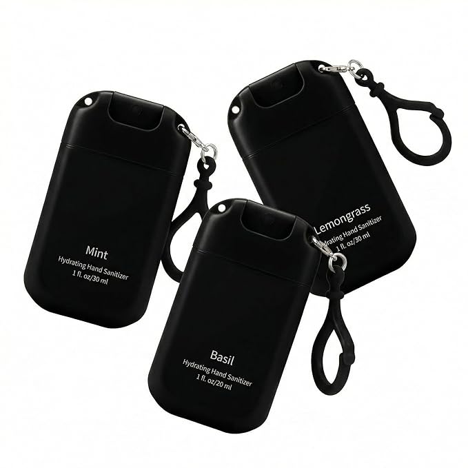 3 Pcs Power Mist Hydrating Hand Sanitizer Spray Bulk with Keychain Travel Size Hand Sanitizer Pocket 1 Fl. oz Spray Bottle for Daily Use Men Travel Purse Backpack Family Friends Employee Gifts
