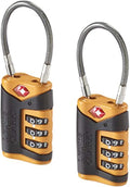 Lewis N. Clark TSA-Approved Combination Luggage Lock With Steel Cable (2-Pack), Orange, One Size