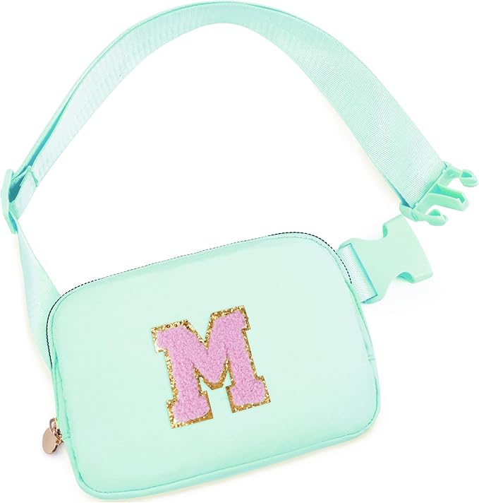 Uygafly Belt Bag Fanny Pack Crossbody Bags with Initials Letter Patch Cute Stuff Birthday Gifts for Teenager Girls Trendy Stuff for Teens | Light Green,M