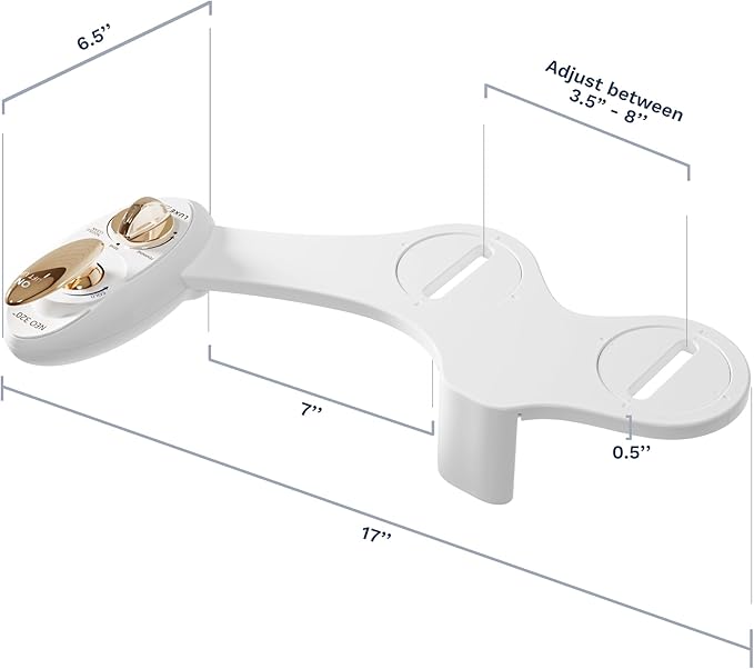 LUXE Bidet NEO 320 - Warm Water, Dual Nozzle, Self-Cleaning, Non-Electric Bidet Attachment for Toilet Seat, Adjustable Water Pressure, Rear & Feminine Wash (Gold)