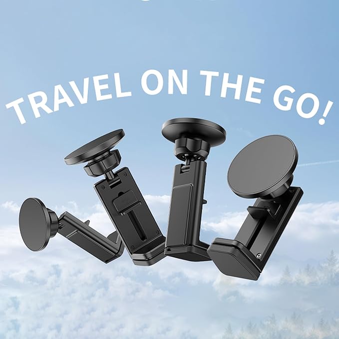 Yunseity Magnetic Airplane Phone Holder, MG-22 Handsfree Airport Phone Mount with 360° Rotation, Universal Portable Travel Phone Stand Travel Essentials for Desk Seat Tray Table
