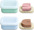 OTHIX 2 Pack Leakproof Silicone Travel Soap Case, Small Bar Soap Holder Container with Drainage Layer & Mini Portable Soap Dish Fits for Dove＆ Kitsch Shampoo Bar, Gym, Camping (Baby Blue & Sage Green)