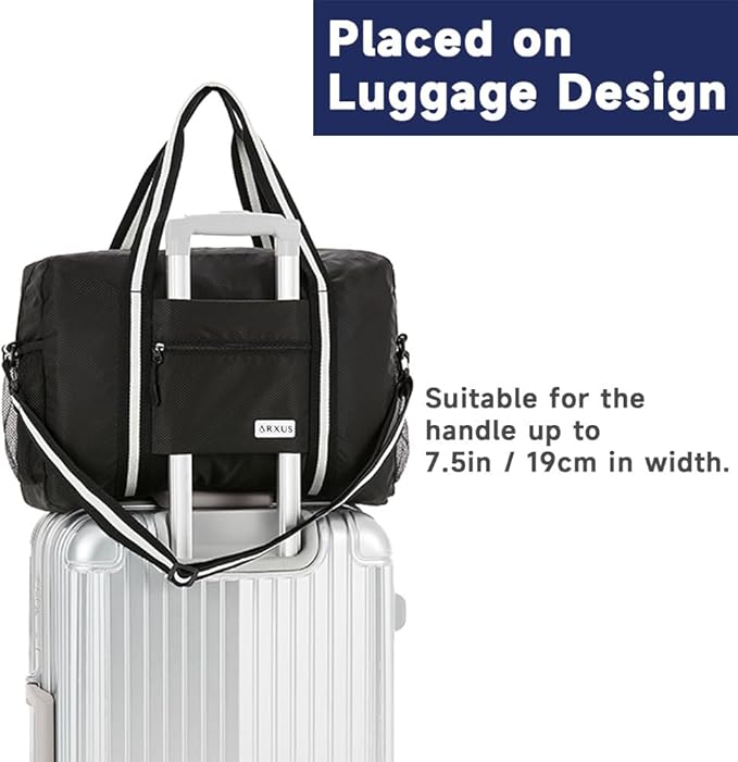 Arxus Foldable Tote Bag for Travel Expandable Lightweight Carry On Luggage 22L Packable Duffle Bag for Traveling