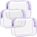 F-color TSA Approved Toiletry Bag 3 Pack Medium - Clear Makeup Bag Travel Quart Size for Women Men, Clear Cosmetic Bag Airport Airline Compliant Carry on Bag, Macaron Purple