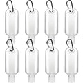 8 Pcs Travel Size Bottles with Keychain Hand Sanitizer Holder, 2 oz Portable Plastic Small Empty Bottles Leakproof Refillable Squeeze Containers for Backpack