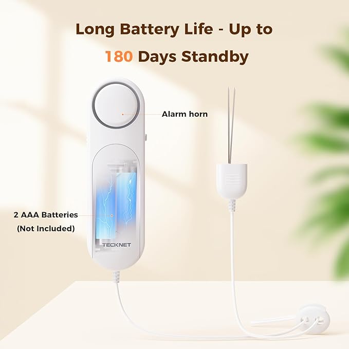 TECKNET Door Alarm for Door Handle, 130dB Door Alarms When Opened & Window Alarms, No-Drill Travel Door Security Device with Lanyard, Door Sensor Alarm for Home, Apartment & Hotel