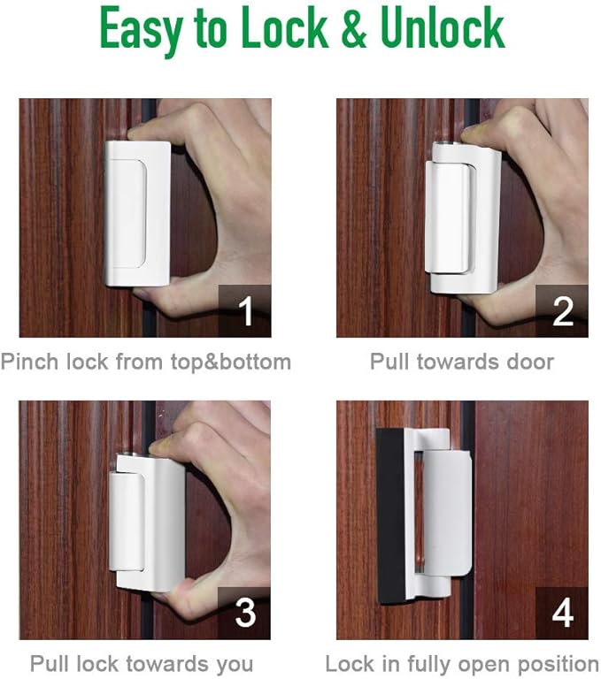 Home Security Door Reinforcement Lock Upgraded Front Door Locks for Kids Safety Withstand 800 lbs Metal Child Proof Door Latch Lock for Inside Door Top Extra Flip Lock High Deadbolt Lock Home Defender