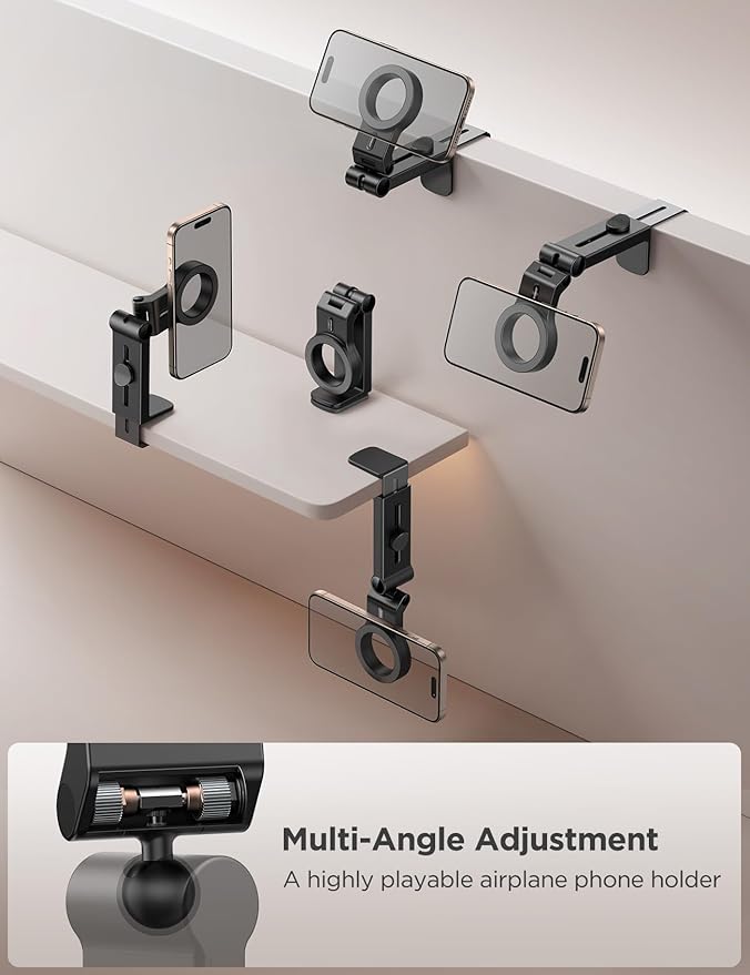JOYROOM 2 Pack Airplane Phone Holder, Hands-Free Airplane Phone Mount, Airplane Essentials Phone Stand for iPhone 17 Pro Max 16 15 14 13 12, and Magsafe Case
