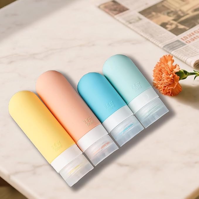 16Pcs Travel Bottles for Toiletries, Silicone Travel Bottles Set, TSA Approved, BPA Free Leak Proof Squeezable Tubes for Shampoo Conditioner Lotion Soap with Labels