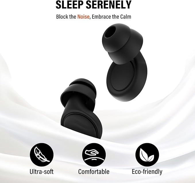 Ear Plugs for Sleeping Noise Cancelling - 35dB Reusable Ear Plugs with 7 Eartips and Carry Case - Flexible Hearing Protection - Replaceable Single/Double Eartips for Sleep, Focus, Travel, Work