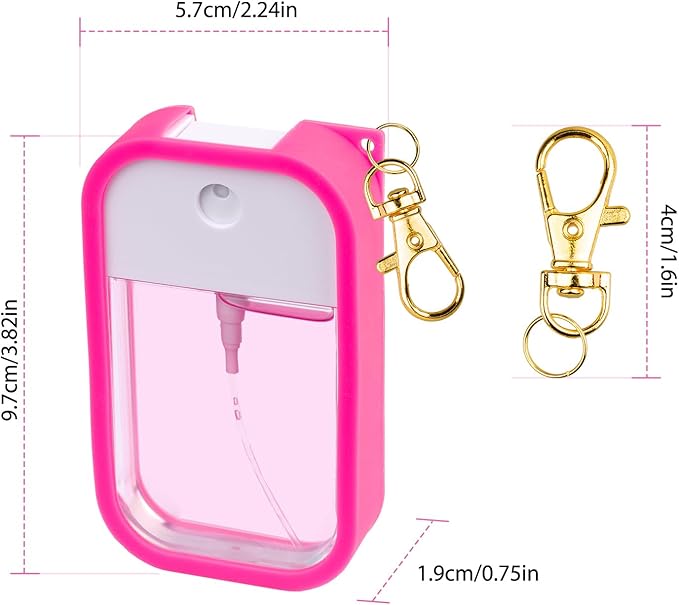 TERPINK Silicone Case Compatible with Touchland Hand Sanitizer Spray, Protective Case with Keychain for Power Mist and Glow Mist 1 fl oz, Hand Sanitizer Spray Accessory (Hot Pink, 1 Pack)