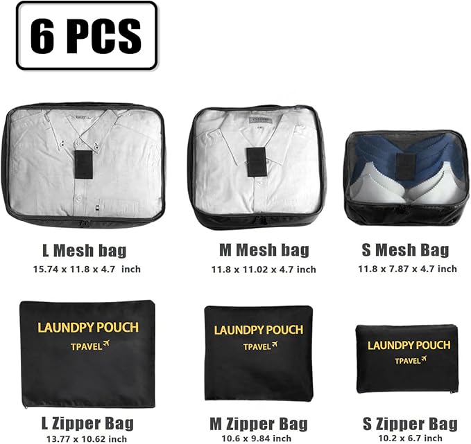 12 Set Packing Cubes for Travel Luggage Packing Bags Reusable Waterproof Suitcase Organizer Bags Set with Shoe Bag and Toiletry Bag (Black+Pink)
