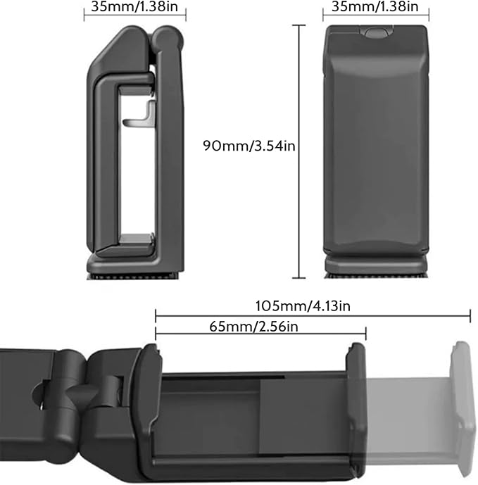 Airplane Phone Holder, 360° Rotating Adjustable Phone Stand, Standing/Clip-on Plane Phone Holder 4.7"" to 6.9"" Cell Phones, Universal Travel Essentials, Adjustable Phone Stand, Black
