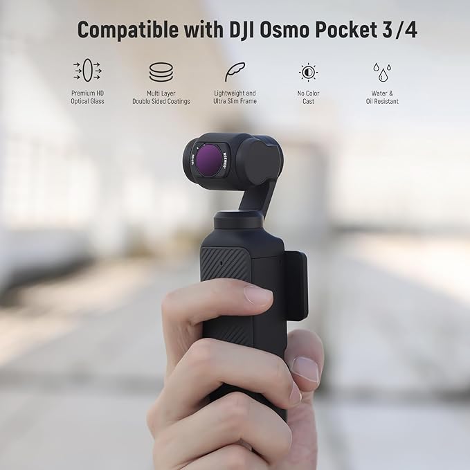 NEEWER Magnetic ND Filter Set Compatible with DJI OSMO Pocket 4 & Pocket 3, 14 Pack CPL ND8/16/32/64/128/256/1000 ND8/PL ND16/PL ND32/PL ND64/PL Light Pollution Reduction, Black Diffusion 1/4