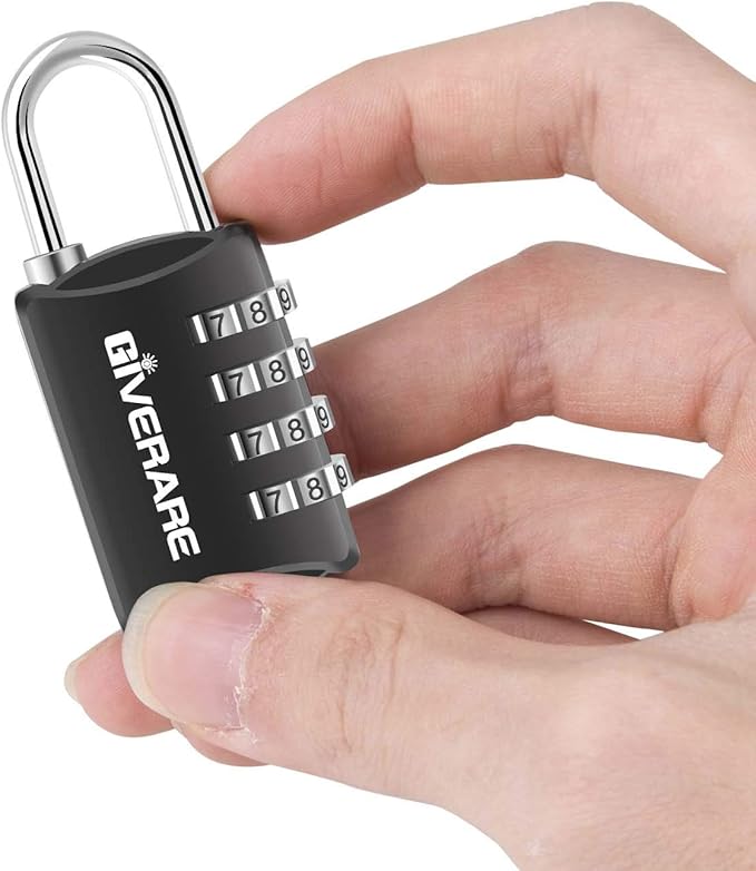 GIVERARE 4 Pack Combination Lock, 4-Digit Padlock Keyless, Resettable Luggage Locks for Backpack, Gym & School & Employee Locker, Weatherproof Travel Lock for Fence, Backyard Gate, Hasp, Case-Black