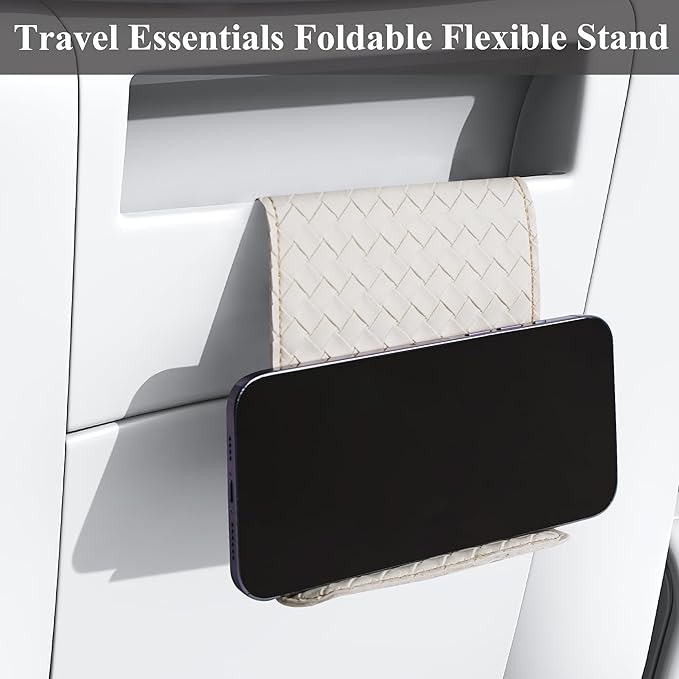 QIELIZI Airplane Travel Essentials for Flying Flex Flap Cell Phone Holder & Flexible Tablet Stand for Desk, Bed, Treadmill, Home & in-Flight Airplane Travel Accessories(1-Woven White)