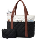 LOVEVOOK Puffer Tote Bag for Women, Puffy Work Handbag with Cup Holder, Travel Carry On Bag with Zipper for Teacher Nurse Gym
