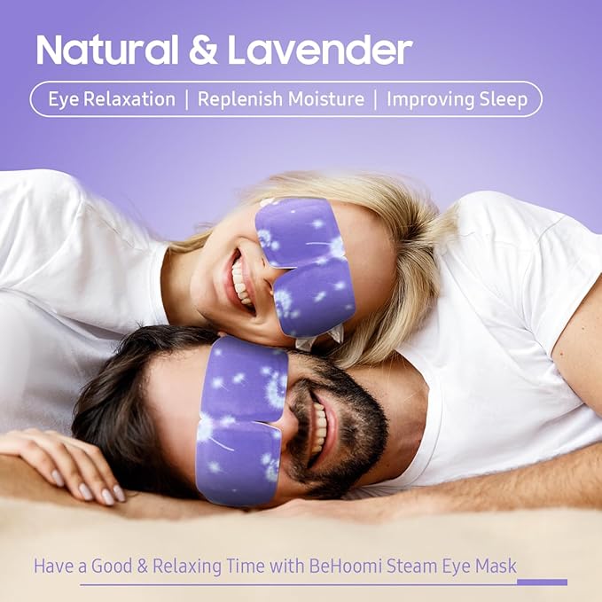 BeHoomi Steam Eye Mask, 10Packs Heated Eye Mask, Self Heating Disposable SPA Warm Compress for Eyes Sleep Mask, Travel Essentials & Relaxation Gifts for Women, Mothers Day Gifts (Lavender Scent)